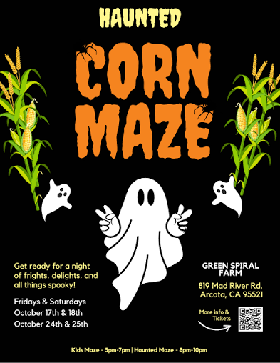 Haunted Corn Maze poster for Green Spiral Farm