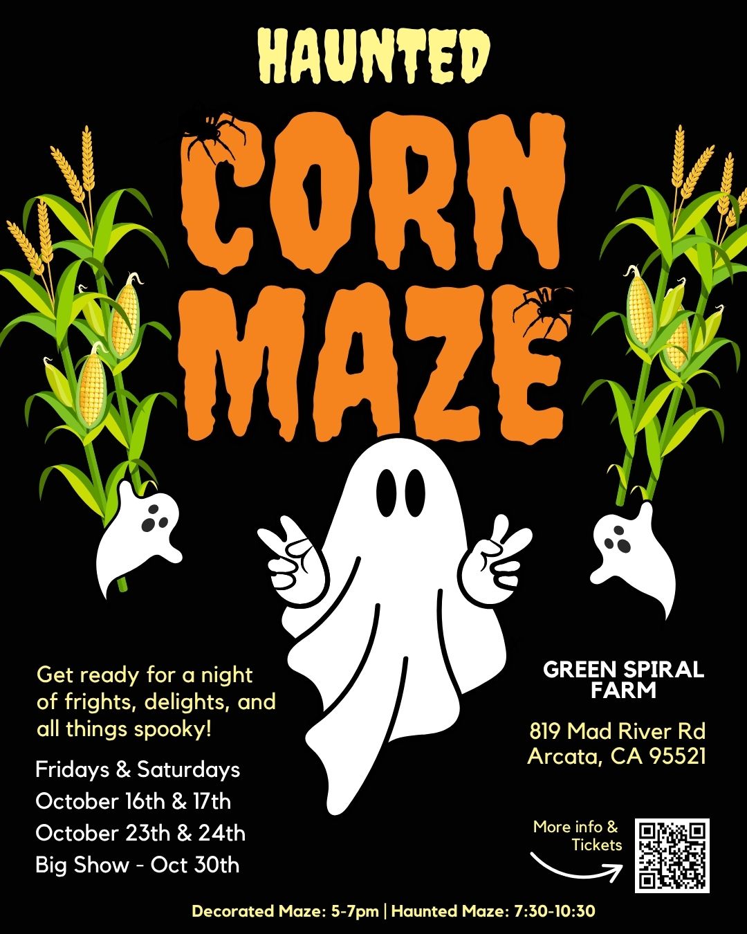 Haunted Corn Maze poster for Green Spiral Farm