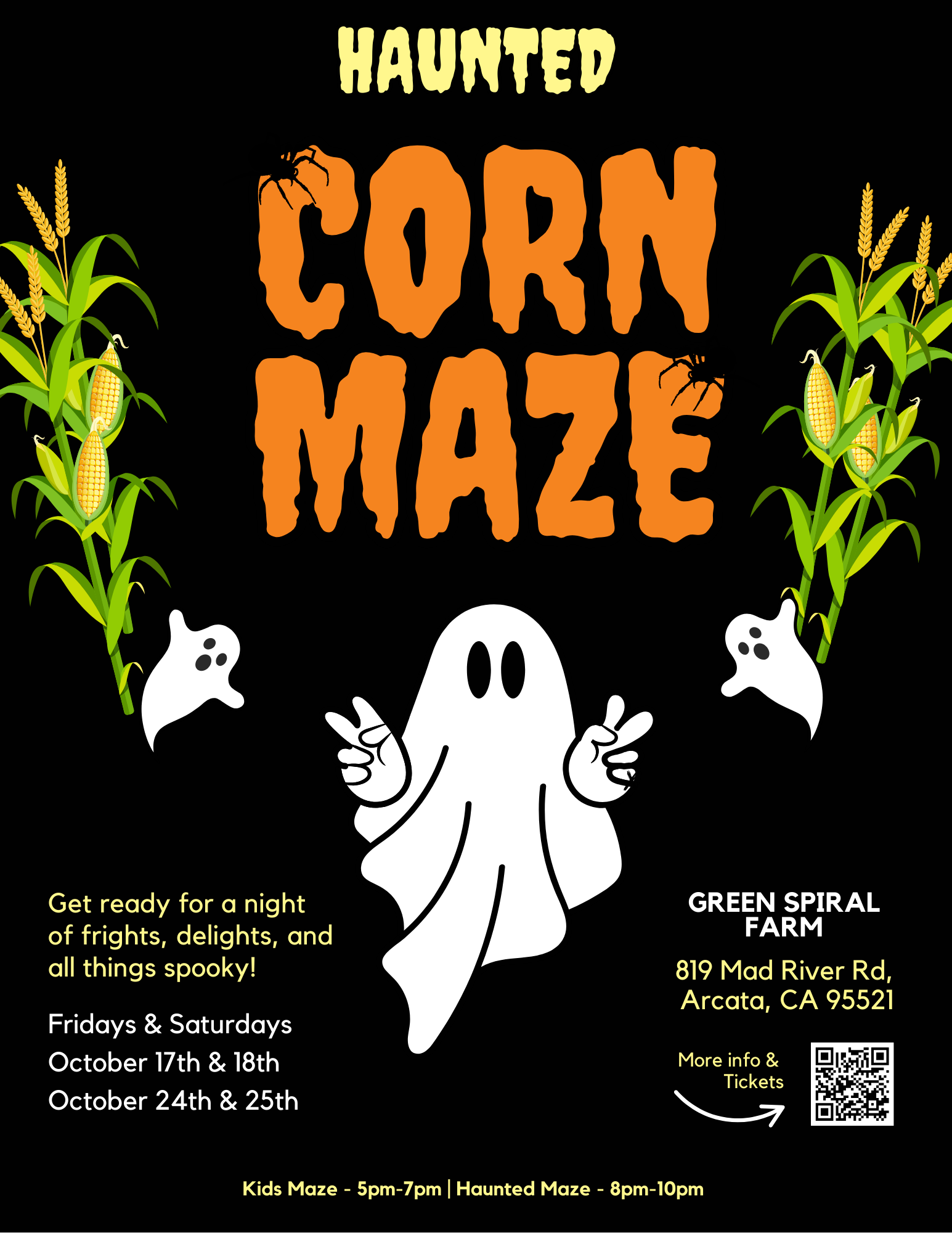 Official Haunted Corn Maze Poster - Green Spiral Farm